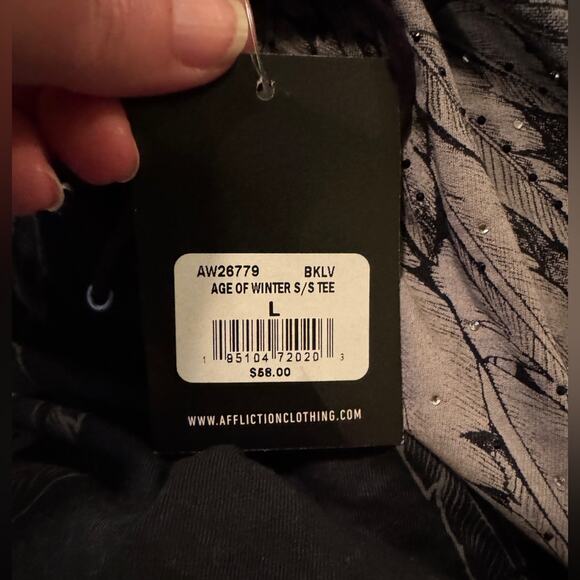 AFFLICTION Age of Winter Short Sleeve Tee Size L New with Tag MSRP $58 SOO - Picture 8 of 8